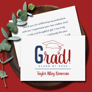 Chic Red Grad Cap Graduation Card