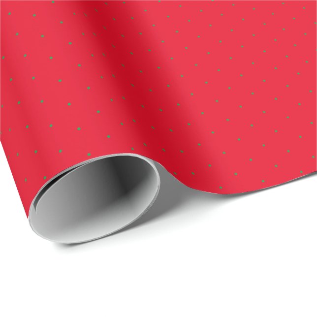 Chic red green tiny polka dots pattern Christmas Wrapping Paper (Roll Corner)