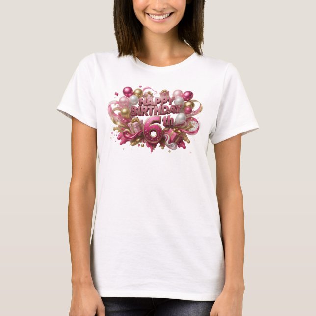 Chic Red HAPPY BIRTHDAY 6TH Custom Tee (Front)