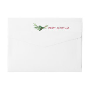 Chic Red Holly Leaves Christmas Holiday Wrap Around Label