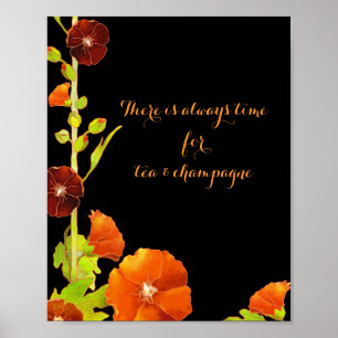 Chic Red Hollyhocks Customizable Business Poster