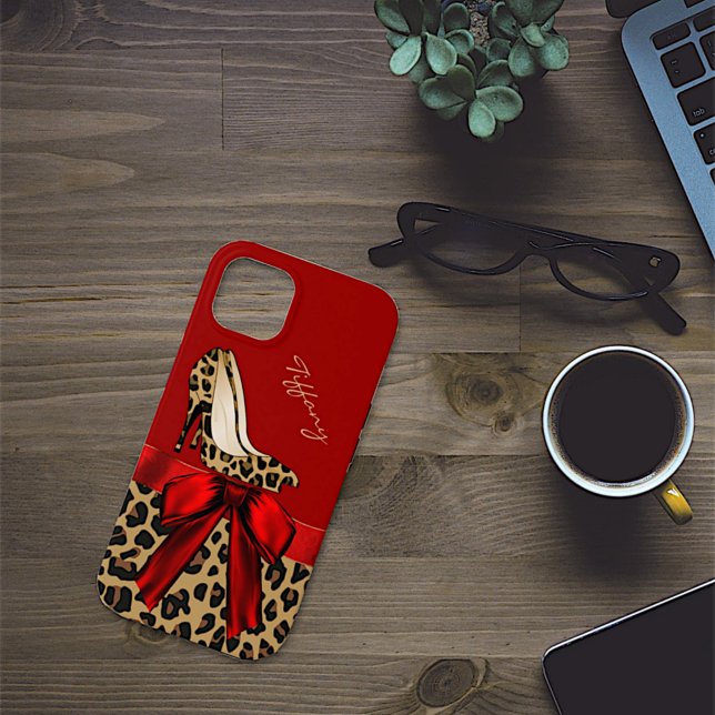 Chic Red & Jaguar Print Case-Mate iPhone Case (Creator Uploaded)