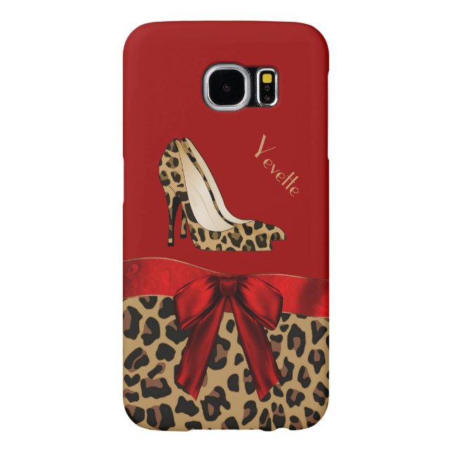 Chic Red & Jaguar Print Samsung Galaxy S6 Case (Back)
