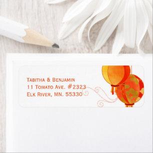 Chic Red Lanterns Wedding Return Address