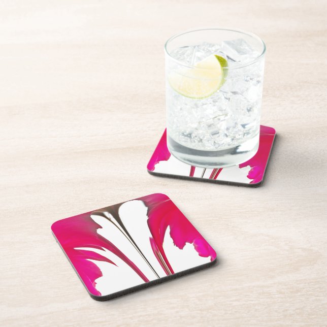 Chic Red Magenta Abstract Rose: Dripping Paint Art Coaster (Right Side)