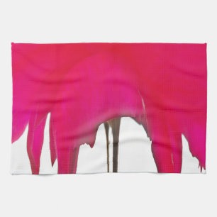 Chic Red Magenta Abstract Rose: Dripping Paint Art Kitchen Towel