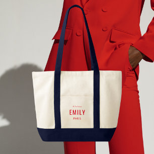 Chic Red Navy Beauty / Fashion Branded Promotional Tote Bag