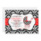 Chic Red Polka Dot Damask Baby Shower Invite