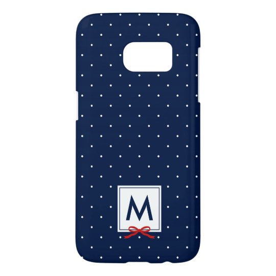 Chic Red Ribbon Blue Polka Dot Pattern Monogram Samsung Galaxy S7 Case