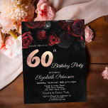 Chic Red Roses Black 60th Birthday  Invitation<br><div class="desc">A modern,  chic,  and glamourous red roses on black background.</div>