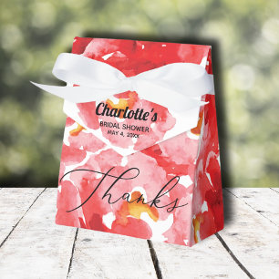 Chic Red Roses Bridal Shower Favor Box