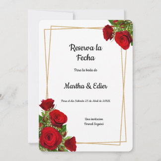 Chic Red Roses Matrimony Formal Save The Date