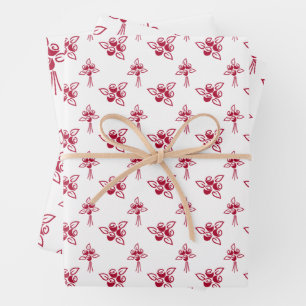 Chic Red Roses Pattern Wrapping Paper Flat Sheets