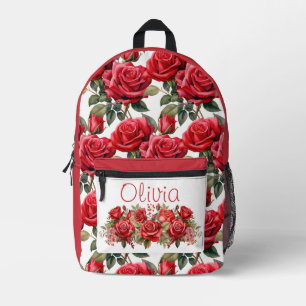 Chic Red Roses Printed Backpack