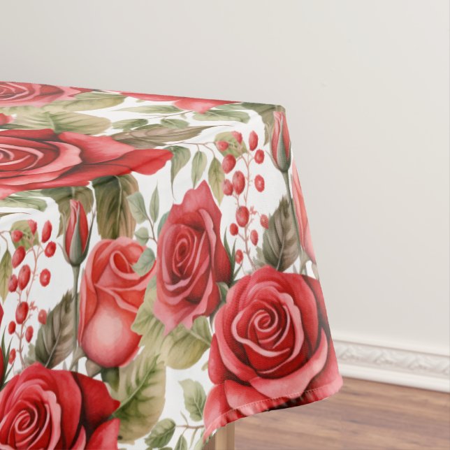 Chic Red Roses Tablecloth (In Situ)