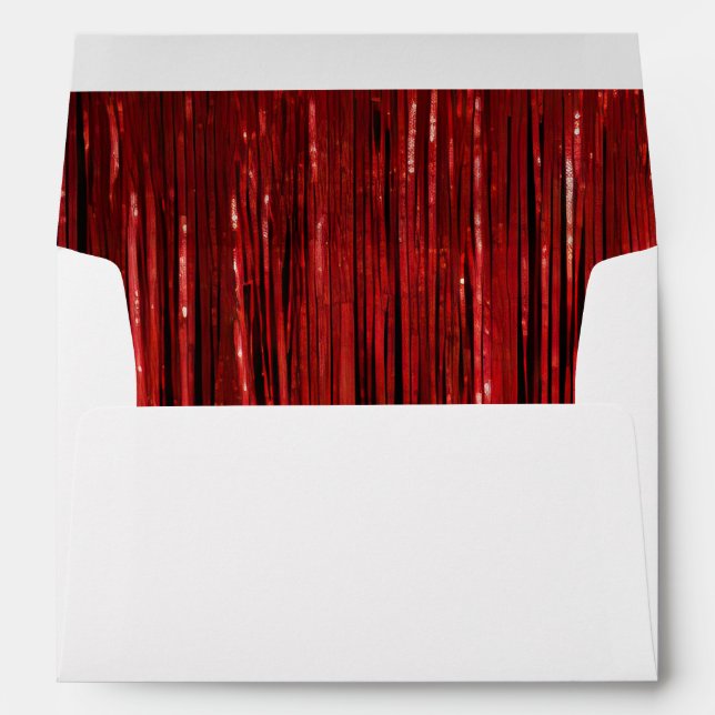 Chic Red Tinsel Stripes Envelope (Back (Bottom))