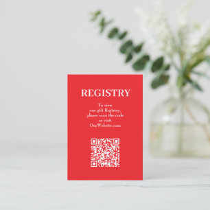 Chic Red Wedding Registry QR Code Enclosure Card