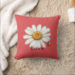 Chic Red White Daisy Flowers   Throw Pillow<br><div class="desc">Chic Red White Daisy Flowers</div>