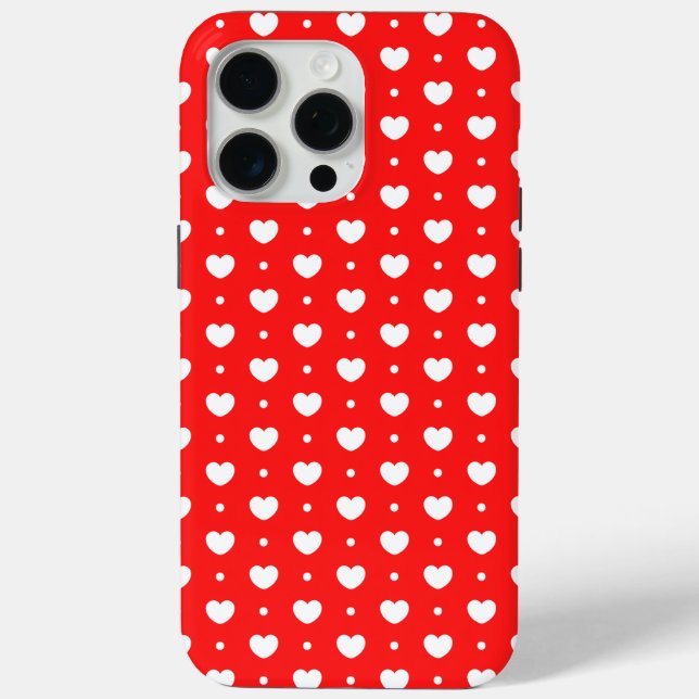 Chic Red White Hearts Girl iPhone 15 Case (Back)