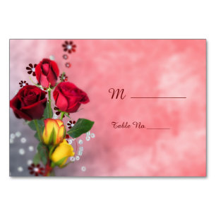 Chic Red & Yellow Roses Birthday Table Number