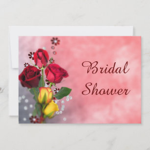 Chic Red & Yellow Roses Bridal Shower Invitation