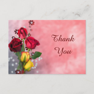 Chic Red & Yellow Roses Thank You Card