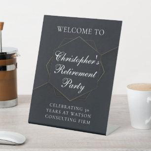 Chic Retirement Party Personalized Welcome Pedestal Sign