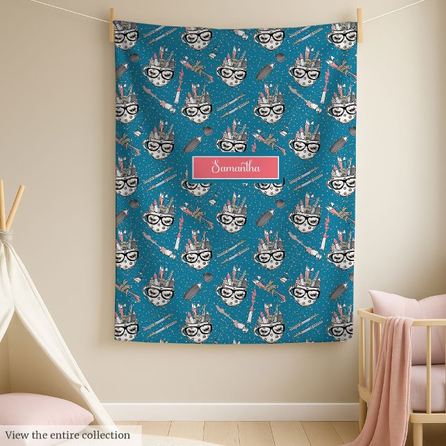 Chic retour à l'école couverture cadeau avec nom p (Chic back to school gift blanket with custom name)