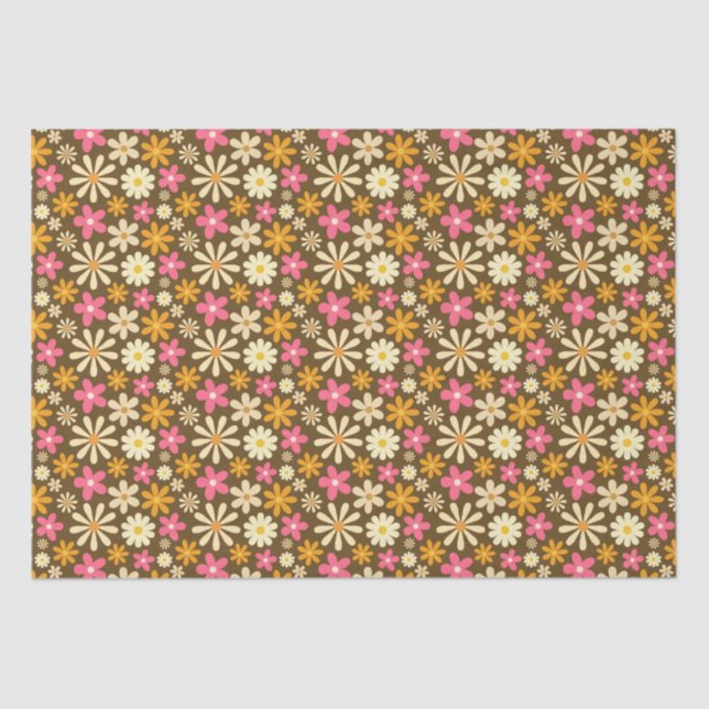 Chic Retro 70s Groovy Hippie Flower Tissue Paper (Front)