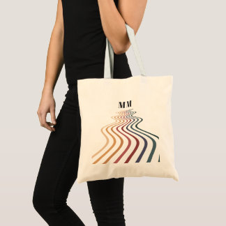 Chic Retro 70s Sunset Pink Monogram Custom Name Tote Bag