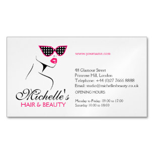 Chic Retro Black Pink Polka Dot Sunglasses Beauty  Magnetic Business Card
