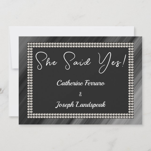 Chic Retro Black & White Pearls Save The Date (Front)