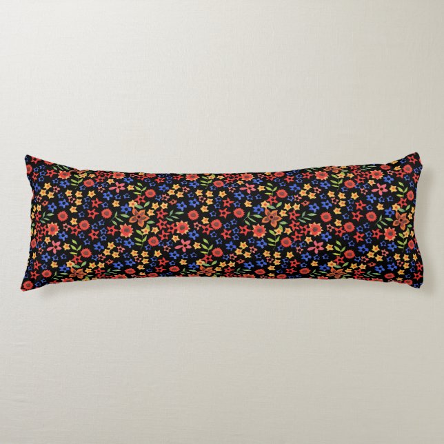 Chic Retro Floral Print Custom Body Pillow (Front)