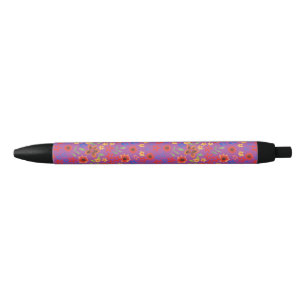 Chic Retro Floral Print on Magenta Pen