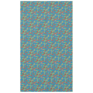 Chic Retro Floral Print on Teal Tablecloth