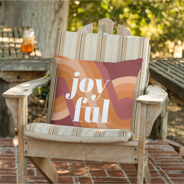 Chic Retro Funky Abstract Waves Art Pattern Outdoor Pillow (Chair)