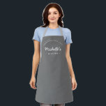 Chic Retro Grey Homemade with Love Custom Apron<br><div class="desc">Get ready to bake up a storm with this stylish and personalized "Homemade with Love" apron. Designed in classic black and white, this apron is perfect for the passionate baker or small business bakery owner in your life. Customize this apron with a name of your choice, making it a truly...</div>