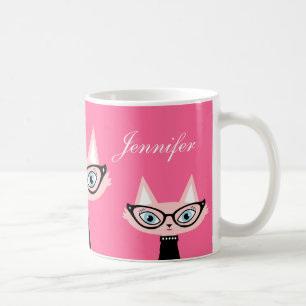 Chic Retro Modern Cat Mug - Pink