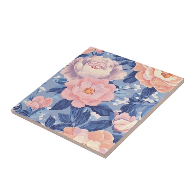 Chic Retro Rose Ceramic Tiles  For Rustic Kitchen (Side)