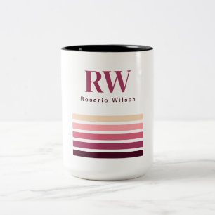 Chic Retro Stripes Monogram Coffee Mug