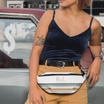 Chic Retro Stripes Monogram  Fanny Pack<br><div class="desc">A minimalist monogram design with large typography initials in a classic font with your name below and chic retro rainbow coloured stripes. Every woman needs a good carry all to tote around all of her essentials. Whether it's a bridesmaid gift, a birthday gift or even just a nice little gift...</div>