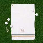 Chic Retro Stripes Monogram Golf Towel<br><div class="desc">A minimalist monogram design with large typography initials in a classic font with your name below and chic retro rainbow coloured stripes. A classic staple for any woman who loves golf, our personalized towels make ideal gifts for any occasion. Add your custom wording to this design by using the "Edit...</div>
