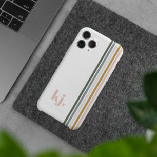 Chic Retro Stripes Monogram iPhone 13 Pro Max Case