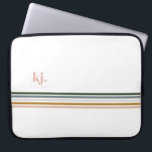Chic Retro Stripes Monogram Laptop Sleeve<br><div class="desc">A minimalist monogram design with large typography initials in a classic font with your name below and chic retro rainbow coloured stripes. Add your custom wording to this design by using the "Edit this design template" boxes on the right-hand side of the item or click the blue "Customize it" button...</div>