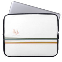Chic Retro Stripes Monogram Laptop Sleeve