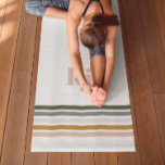 Chic Retro Stripes Monogram Yoga Mat<br><div class="desc">Create your own unique and personalized monogrammed custom printed yoga mat. Be different, Be you. A minimalist monogram design with large typography initials in a classic font with your name below and chic retro rainbow coloured stripes. Add your custom wording to this design by using the "Edit this design template"...</div>
