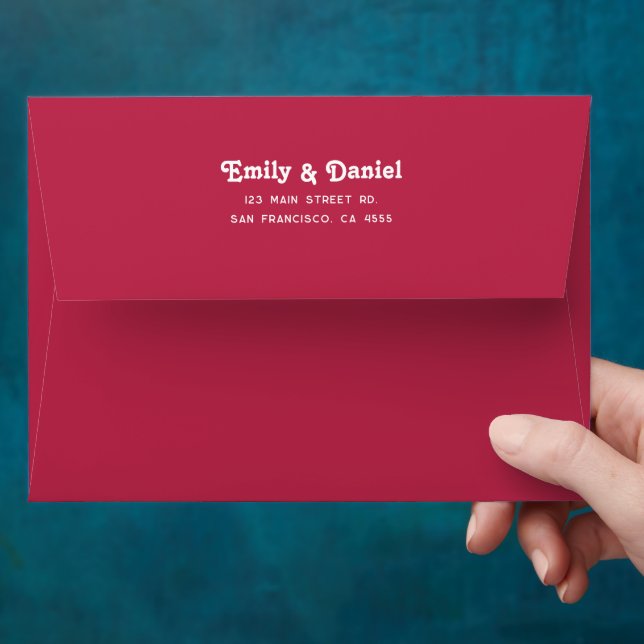 Chic Retro Summer Bright Hot Pink Wedding Envelope (Hand)