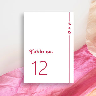Chic Retro Summer Hot Pink Monogram Wedding Table Number