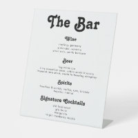 Chic Retro Vintage Wedding Drinks Bar Menu