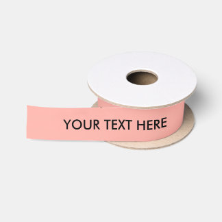 CHIC RIBBON_255 PEACH SOLID. BLACK DIY TEXT SATIN RIBBON